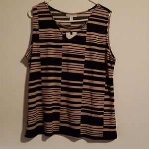 Tan and black with built in gold necklace tank